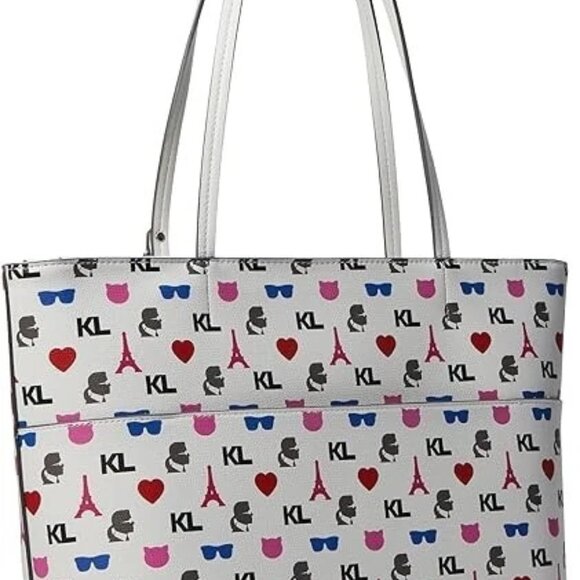 m_68648cd99b21584c94207209.jpg Karl Lagerfeld Paris Adele Large Tote Bag White Multi Heart Pouch New Sealed